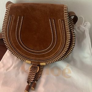 Chloe Marcie Small saddle bag brown. Suede leather discontinued